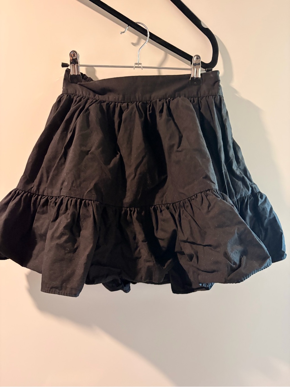 OAK + FORT Black Tiered Ruffle Skater Skirt
